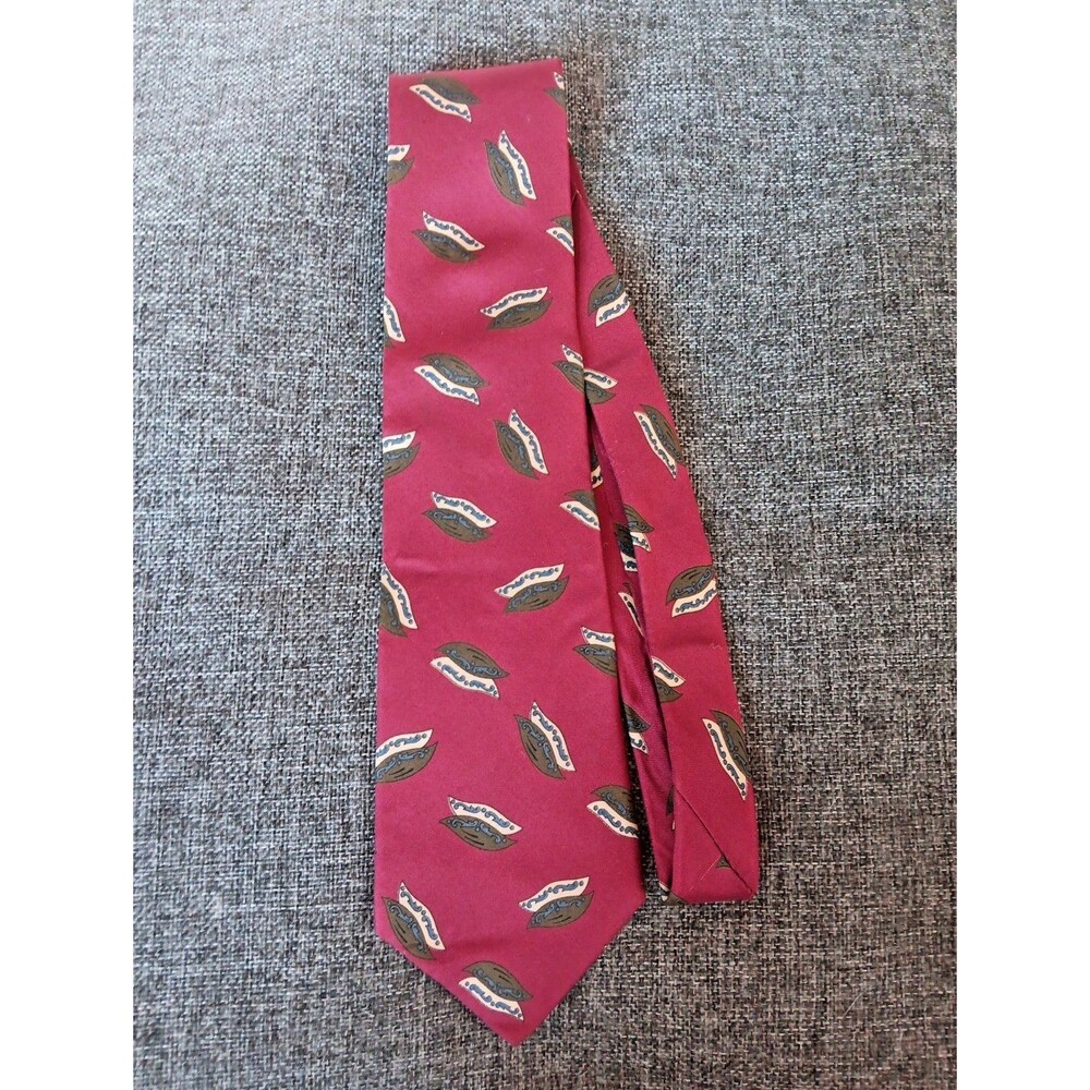 Milano Tie 70s 80s 90s Y2K Mens Silk Red Brown Beige 3.75 Wide 56 Long